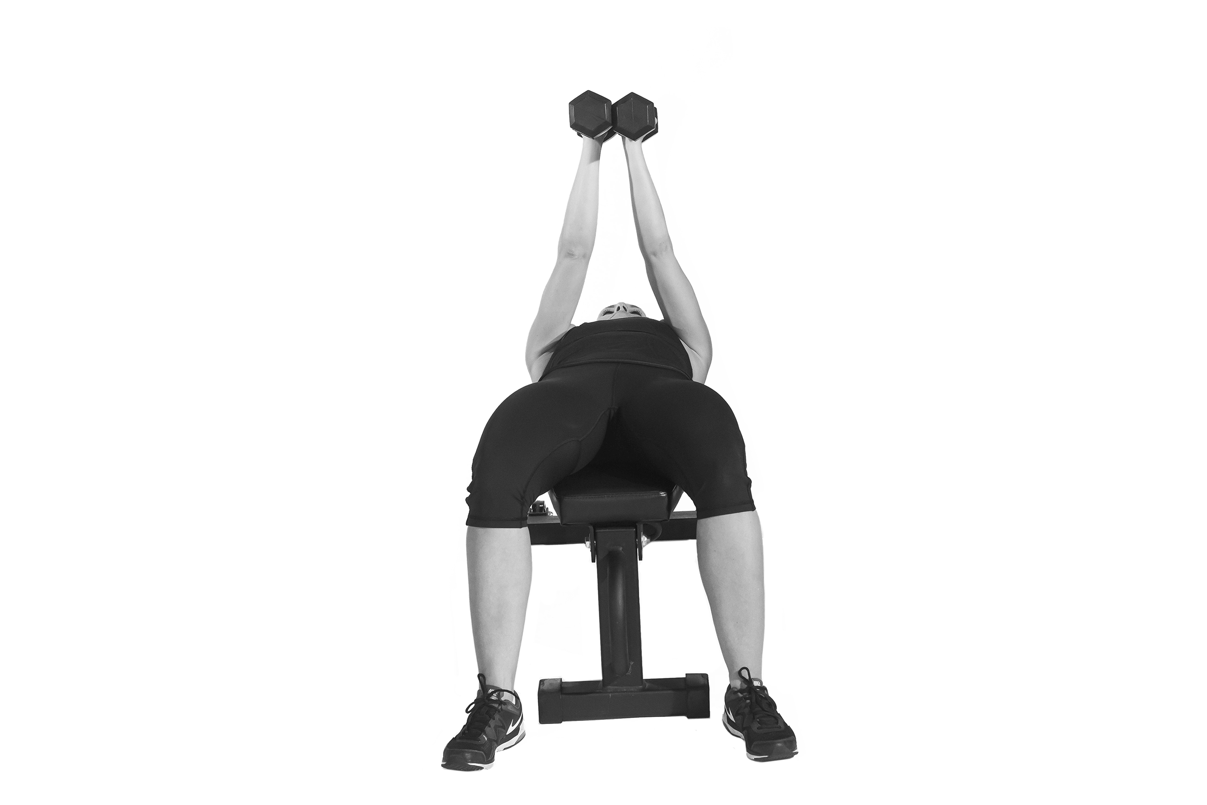 Person doing dumbbell crush press.