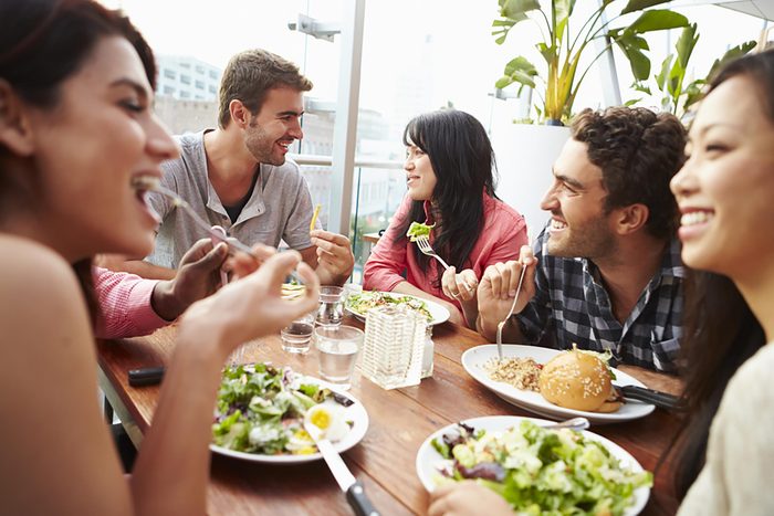 friends eating dinner