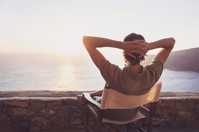 watching the sunset in a beach chair