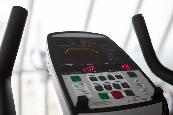 Elliptical screen at the gym.
