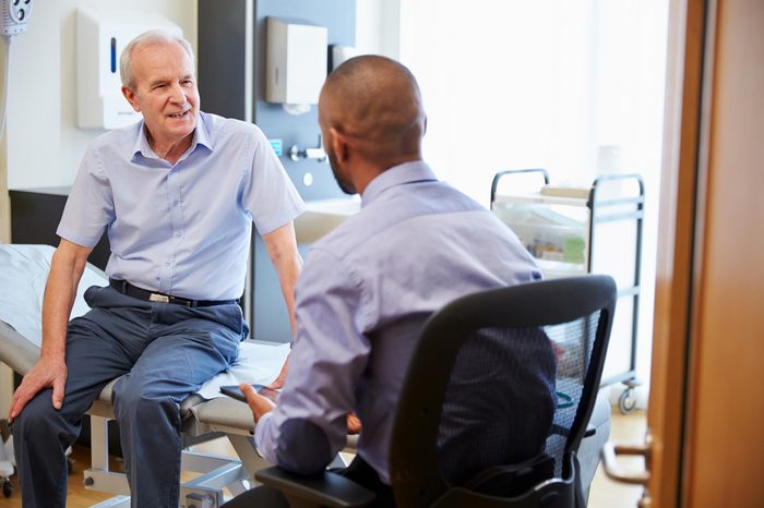 man talking to doctor