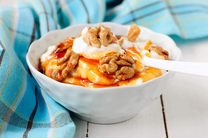 walnuts over Greek yogurt
