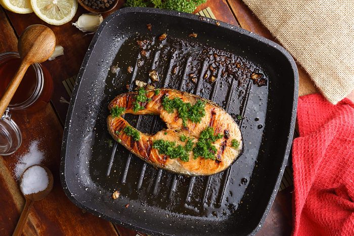Fish topped with parsley