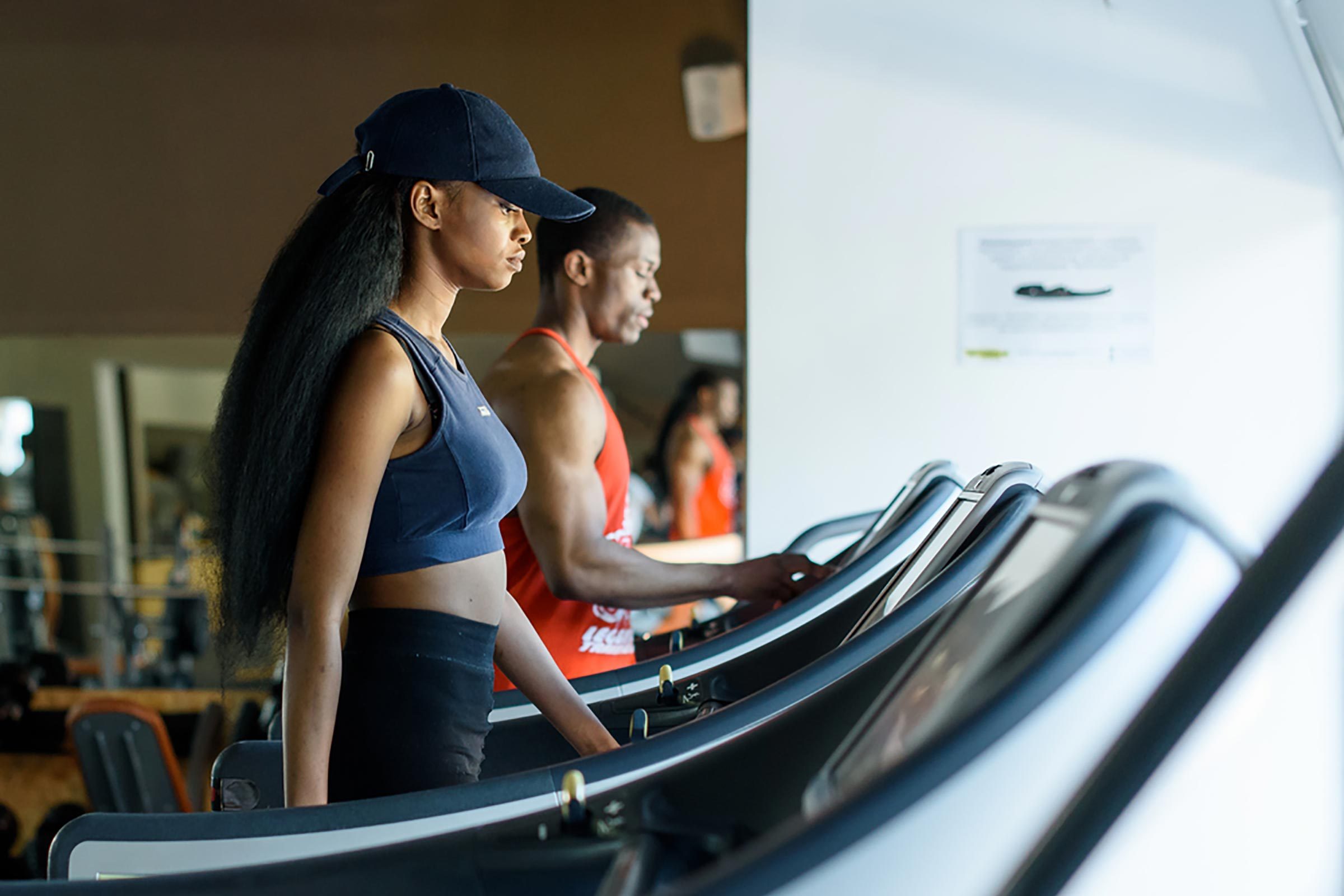 Woman walking on treadmill