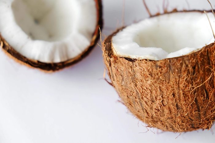 Halved coconut