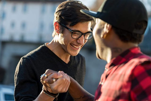 two laughing friends