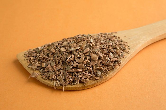Wooden spoon with witch hazel.