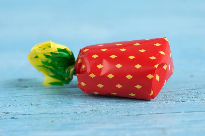 a wrapped piece of hard candy