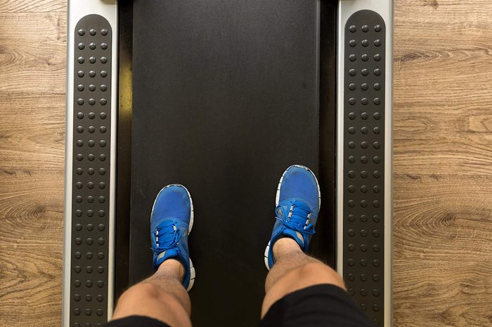 feet on a treadmill