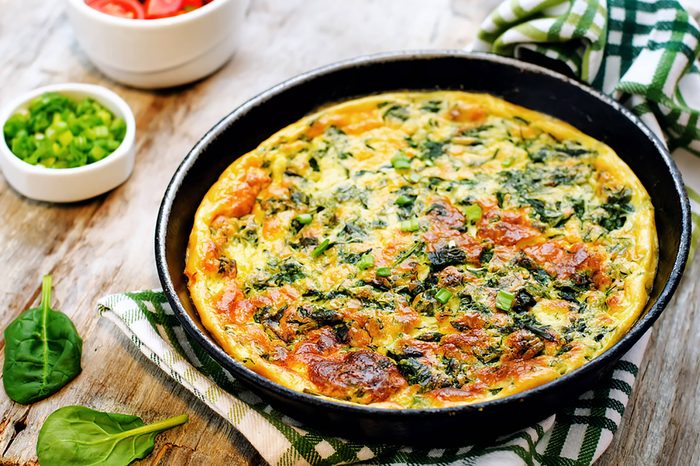 Baked veggie omelette.