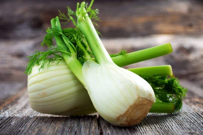 Fennel bulbs on wood table