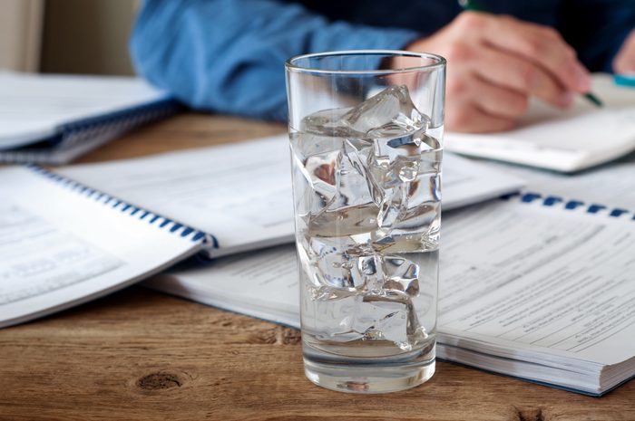 Glass of water with ice